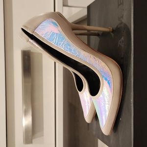 L.A.M.B. chrome heels, size 5.5